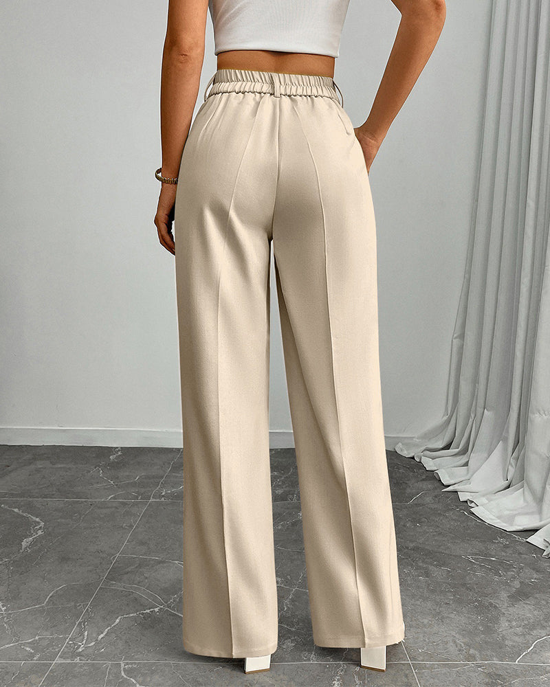 Pantalon Décontracté Ample Droit Large Jambe