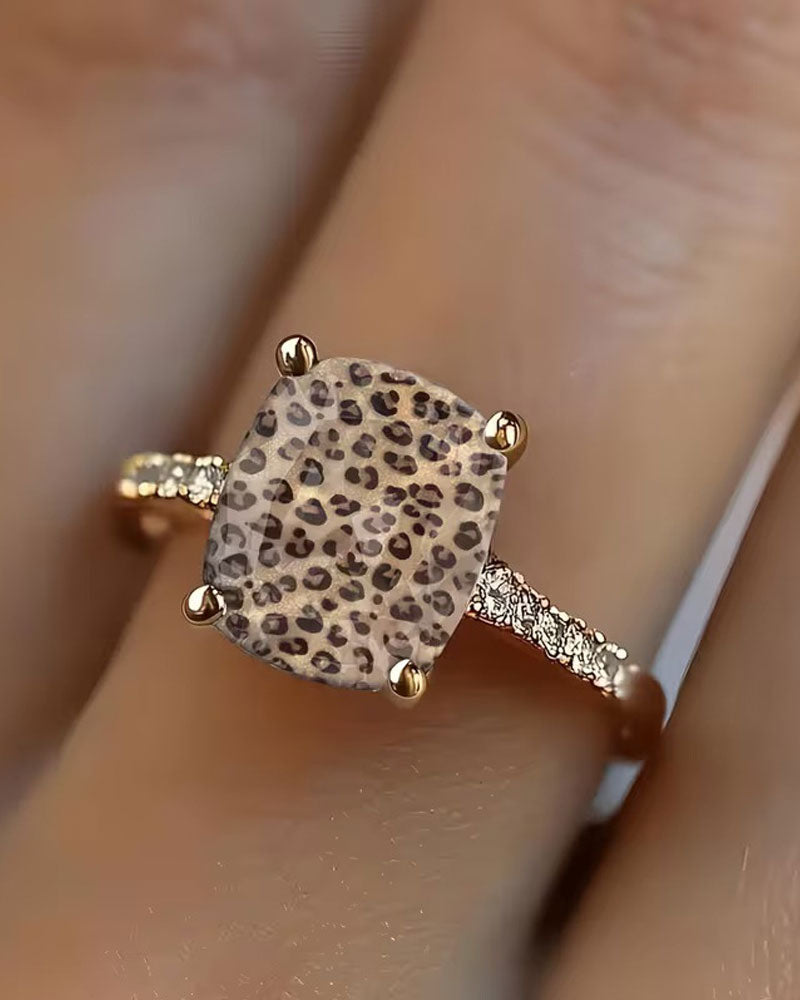 Bague Imprimé Léopard Carré Statement