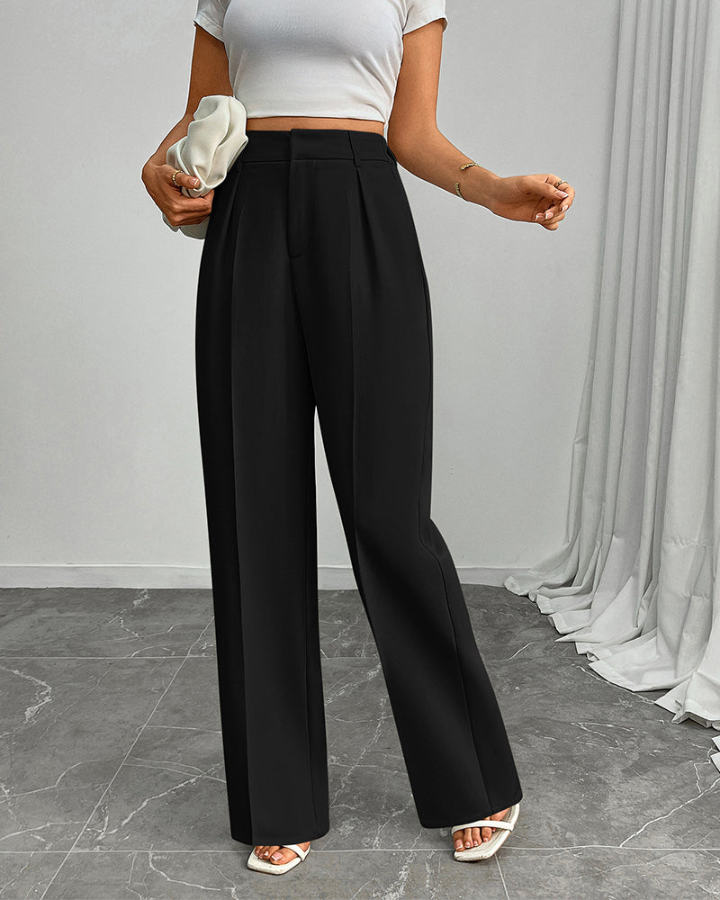 Pantalon Décontracté Ample Droit Large Jambe
