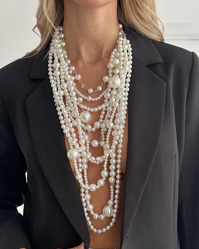 Collier Multi-Couches Long Perle