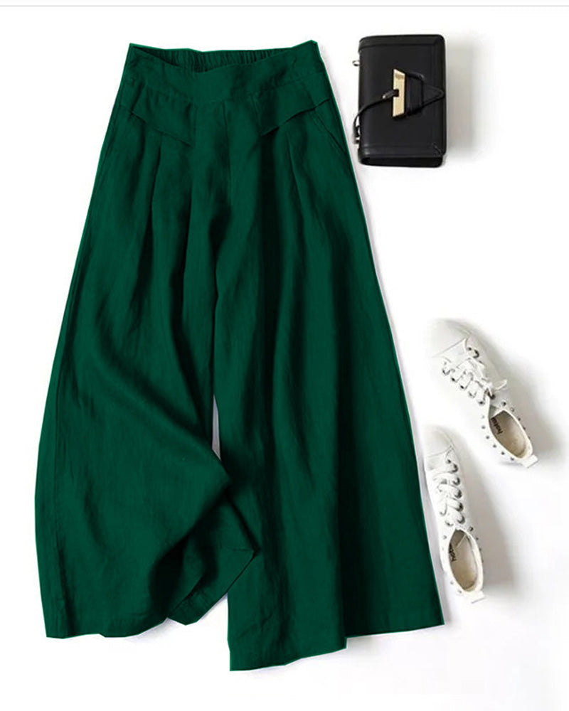 Pantalon Ample Taille Haute Affinant Raccourci