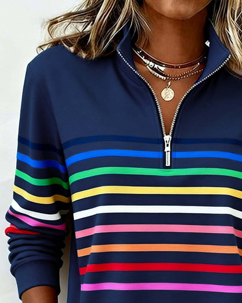 Maggie | Pull rayé à demi-zip