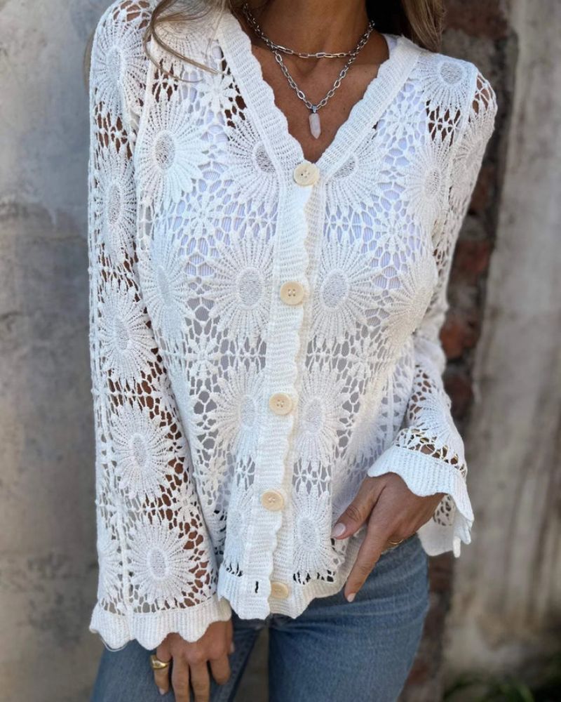 Isadora | Gilet en crochet élégant à boutons