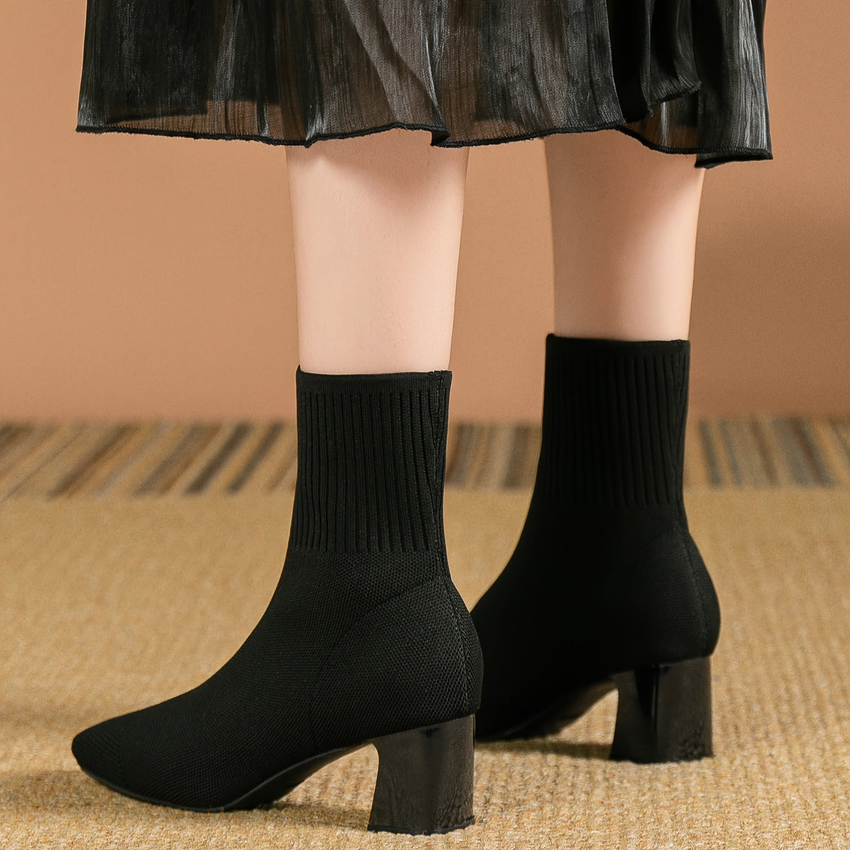 Paulette™ – Bottines tricot confortables à talon stable et souple