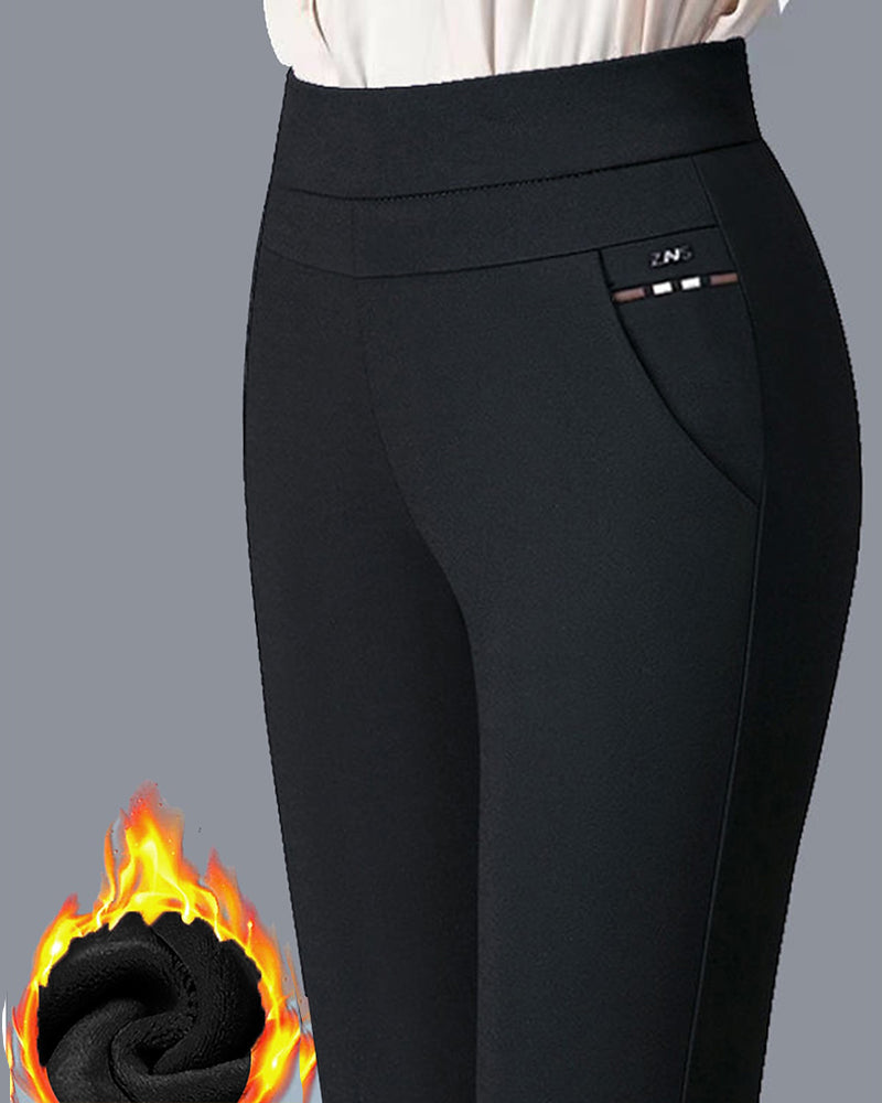 Pantalon taille haute décontracté avec poches