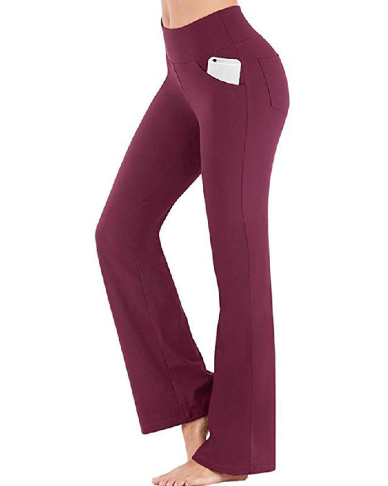 Pantalon Femme Taille Haute Jambe Évasée Yoga