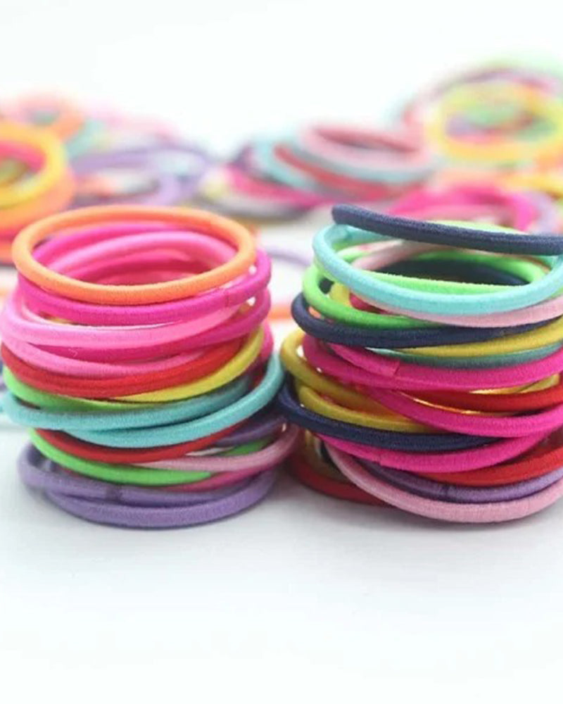 Élastiques À Cheveux 100 Pièces Ensemble Coloré Filles Élastique
