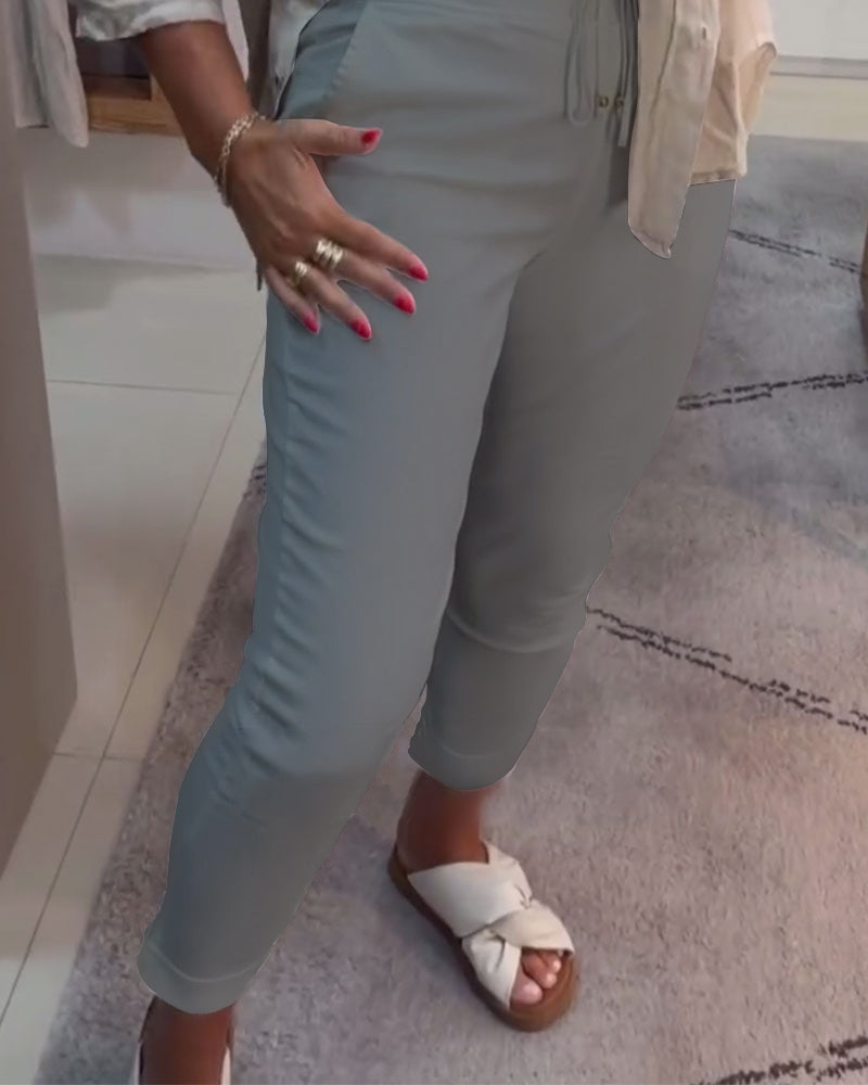 Pantalon Fuselé Décontracté Avec Cordon