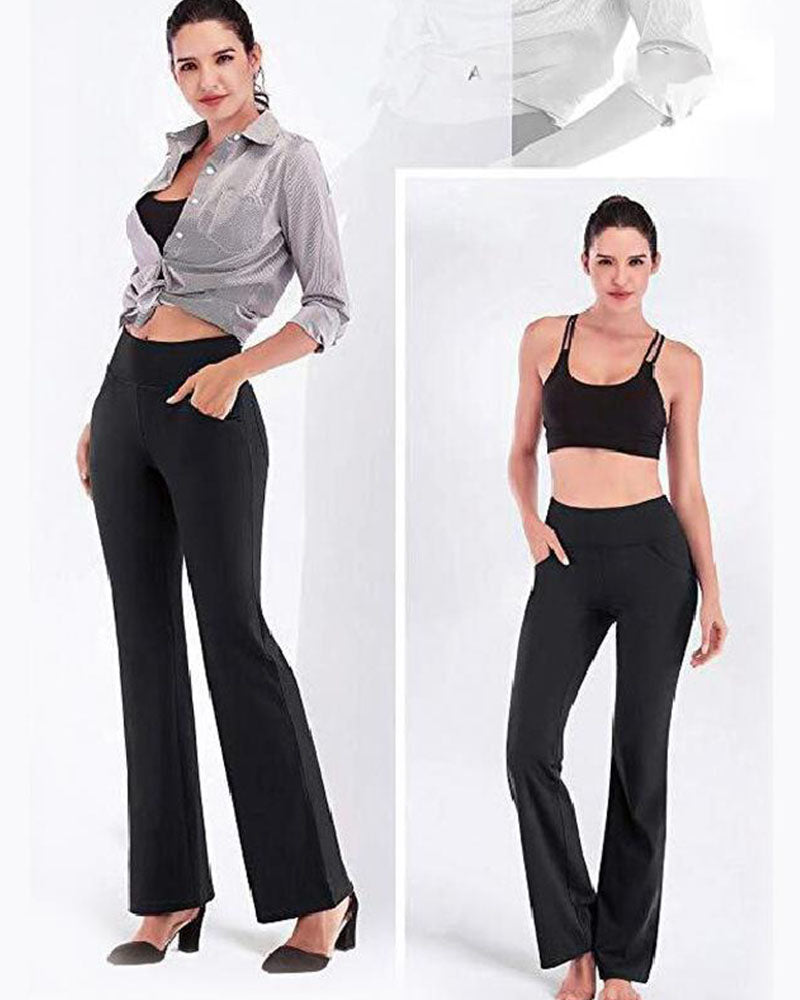 Pantalon Femme Taille Haute Jambe Évasée Yoga