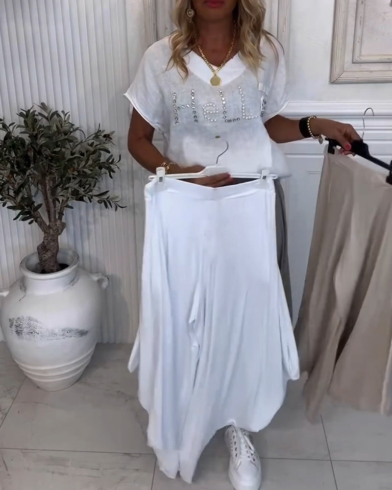 Pantalon Uni Bouffant Décontracté