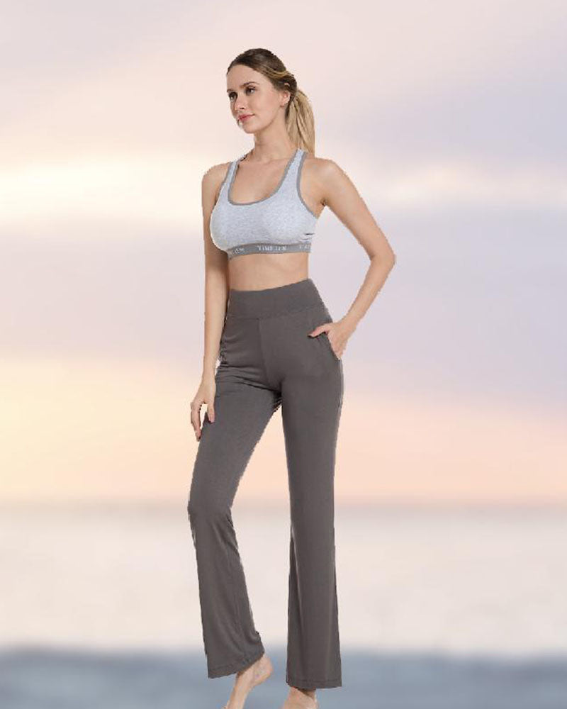 Pantalon Femme Taille Haute Jambe Évasée Yoga