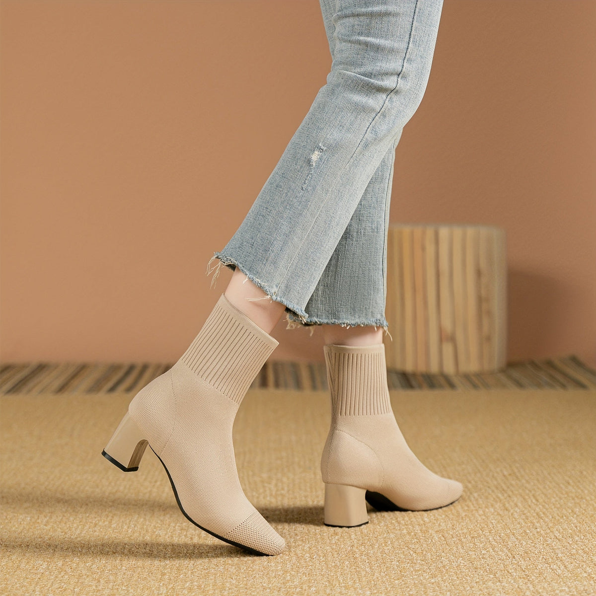 Paulette™ – Bottines tricot confortables à talon stable et souple