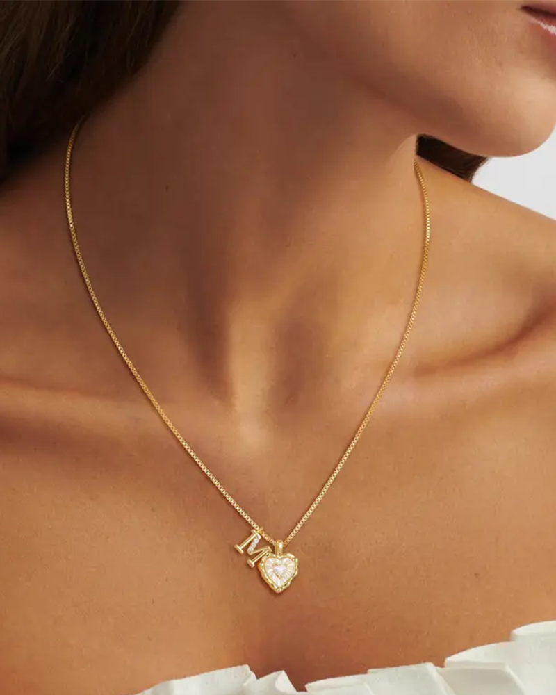 A–Z Micro-Pavé Lettre Initiale Pendentif Collier