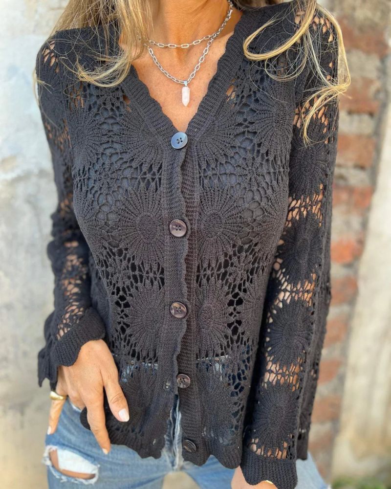 Isadora | Gilet en crochet élégant à boutons