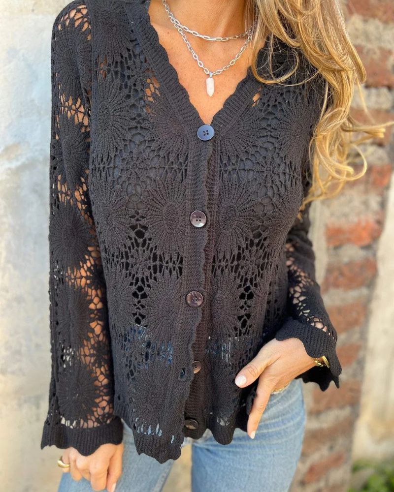 Isadora | Gilet en crochet élégant à boutons