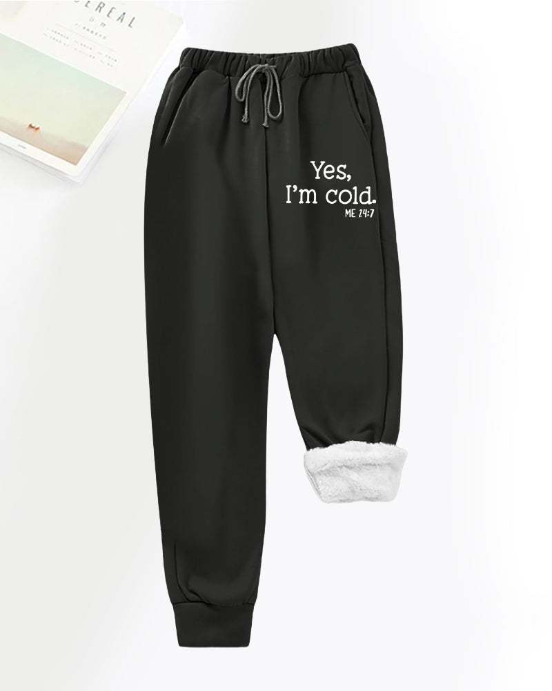 Pantalon décontracté en polaire imprimé lettres