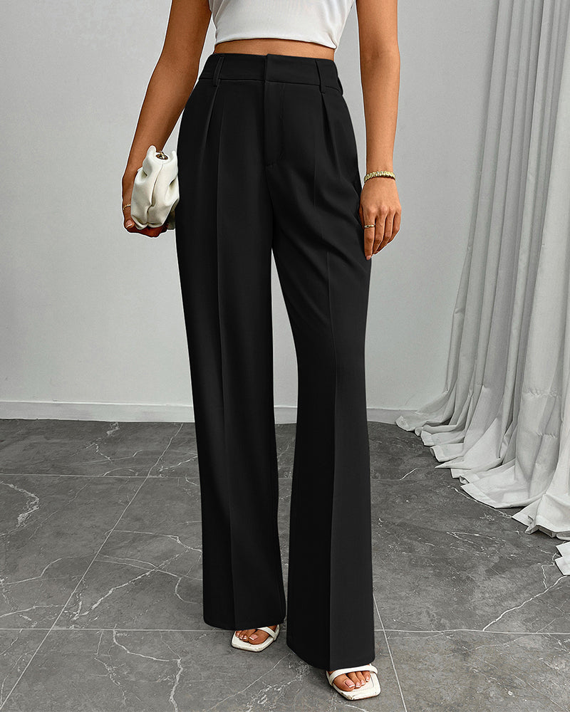 Pantalon Décontracté Ample Droit Large Jambe