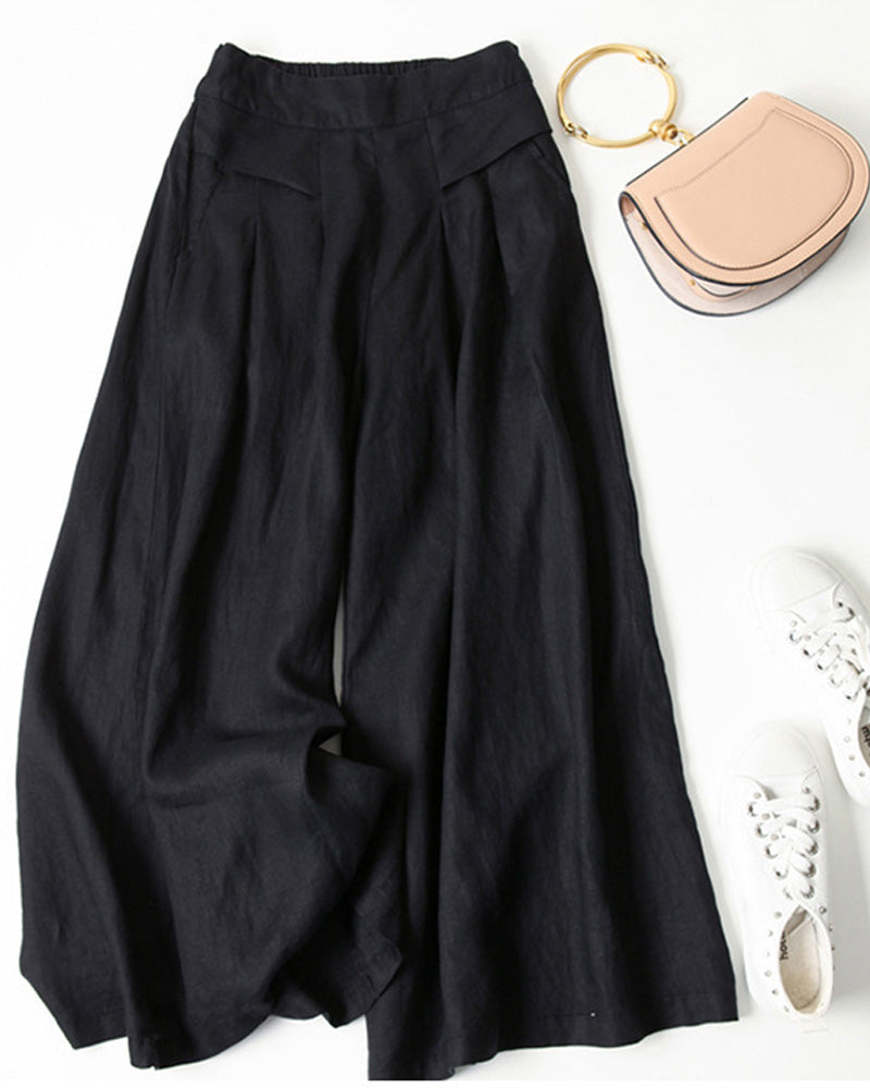 Pantalon Ample Taille Haute Affinant Raccourci