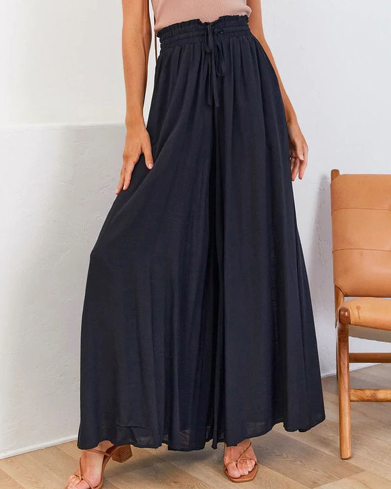 Pantalon Cordon Décontracté Jambe-Large