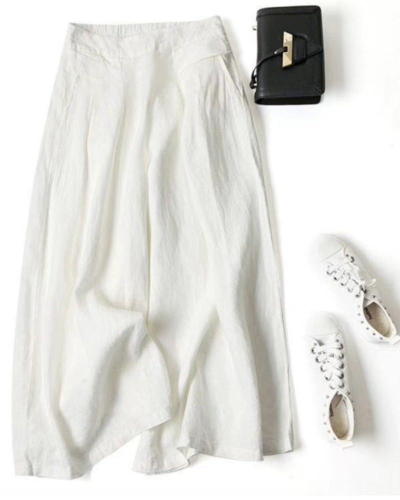 Pantalon Ample Taille Haute Affinant Raccourci