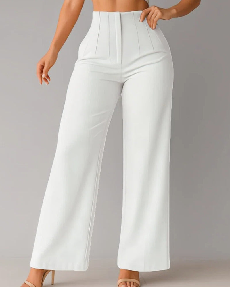 Pantalon Unie Décontracté Blazer Large Jambe