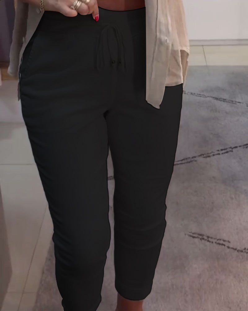 Pantalon Fuselé Décontracté Avec Cordon