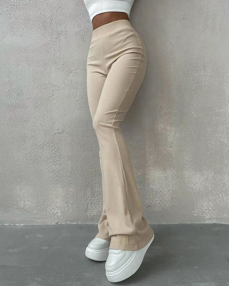 Pantalon slim micro-évasé uni