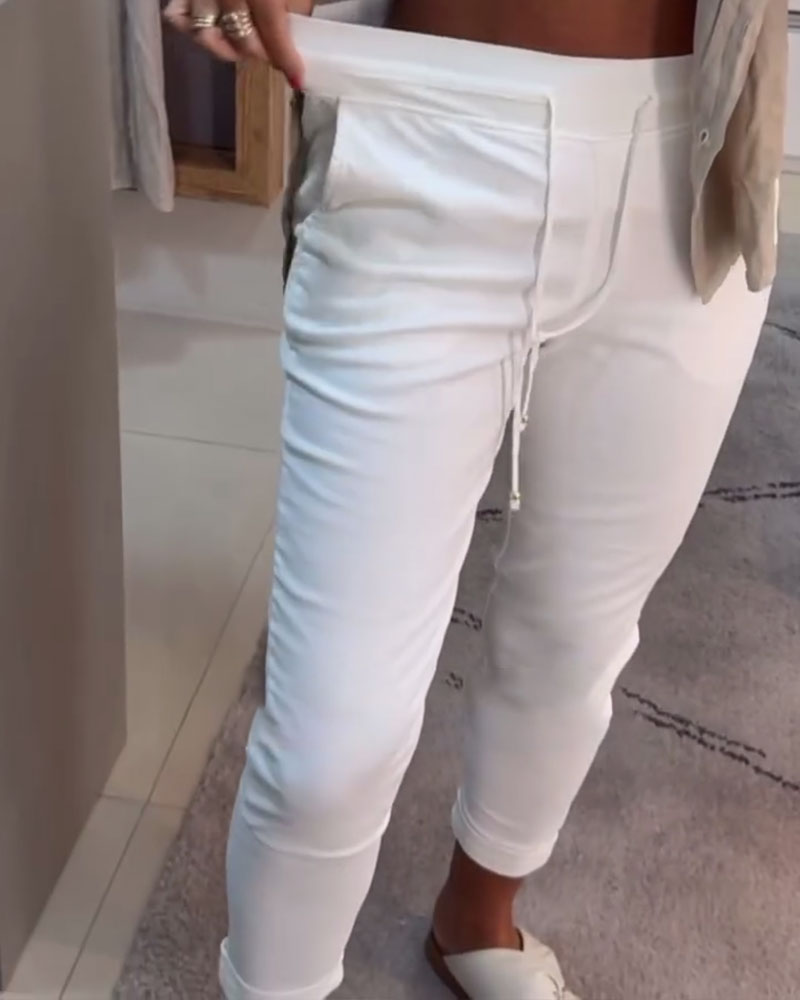 Pantalon Fuselé Décontracté Avec Cordon