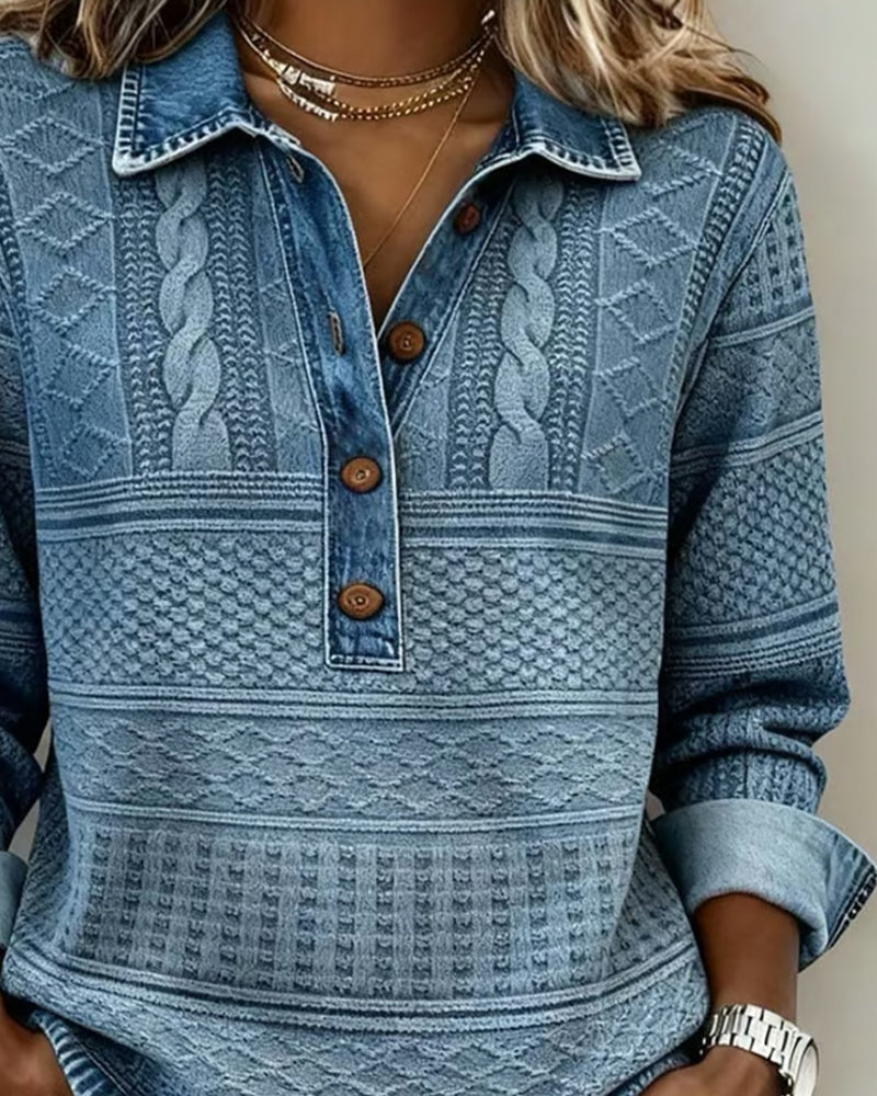 Émilie | Pull texturé à col boutonné