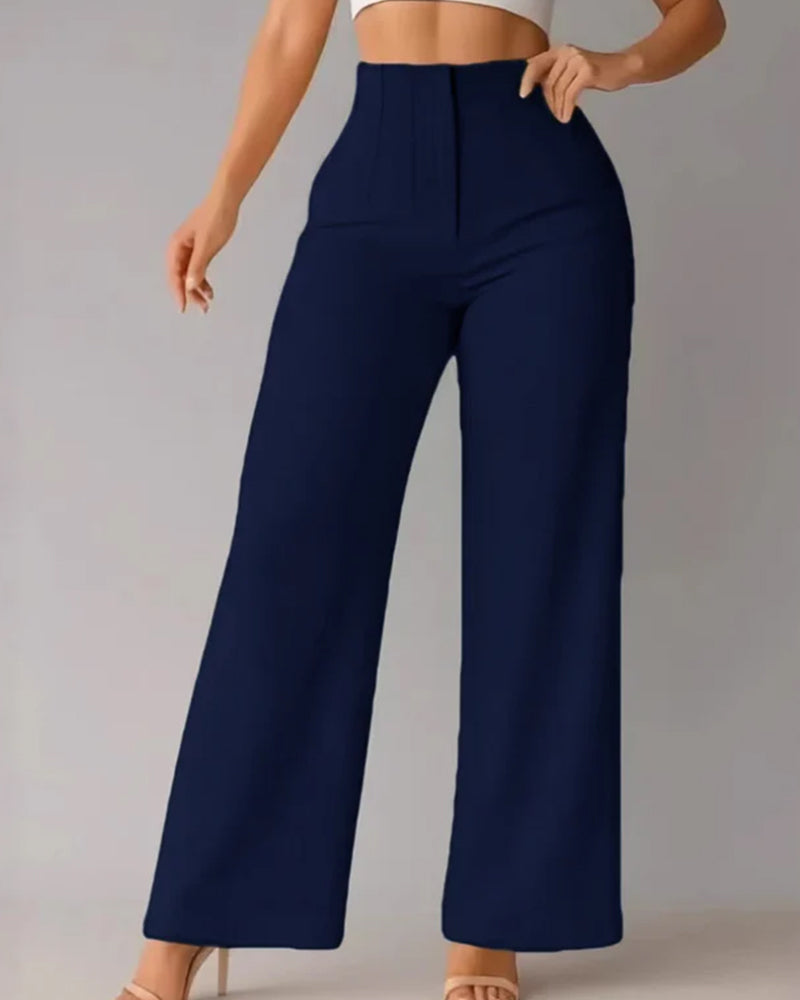 Pantalon Unie Décontracté Blazer Large Jambe
