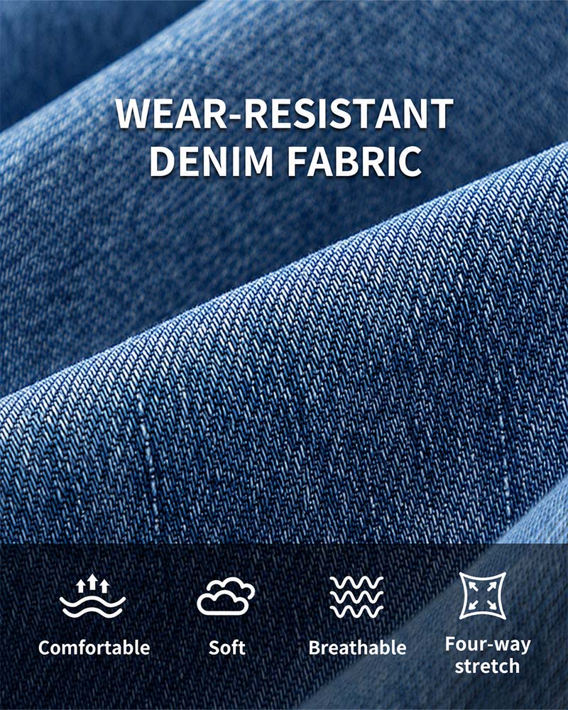 Pantalon Taille Élastique Denim Large Jambe