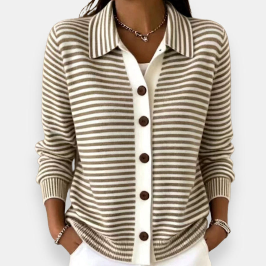 Valentine | Cardigan boutonné rayé