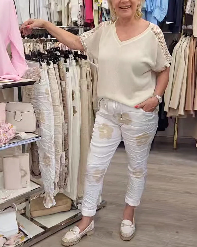 Pantalon décontracté imprimé avec cordon de serrage