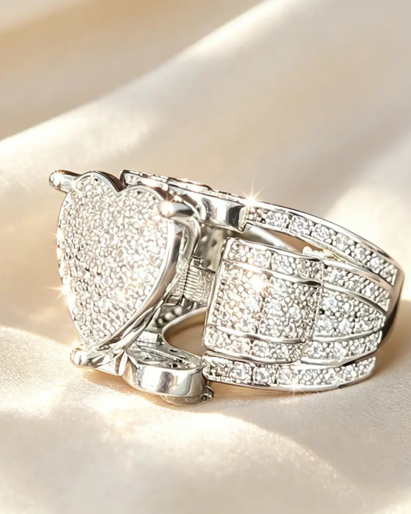 Pave Bague Cœur Set pour Femme
