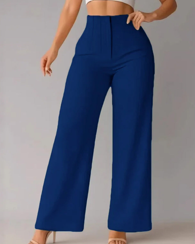 Pantalon Unie Décontracté Blazer Large Jambe