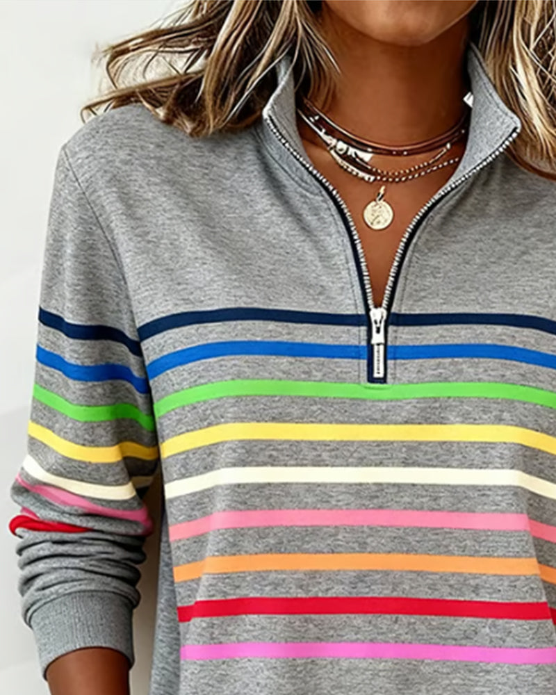 Maggie | Pull rayé à demi-zip