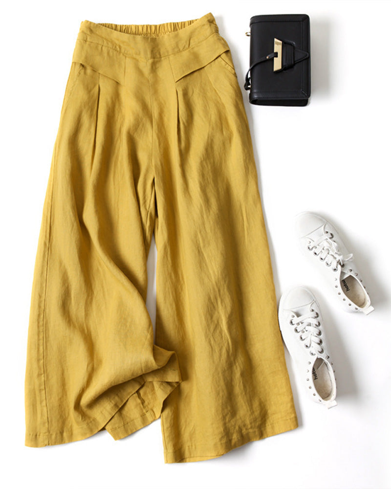 Pantalon Ample Taille Haute Affinant Raccourci