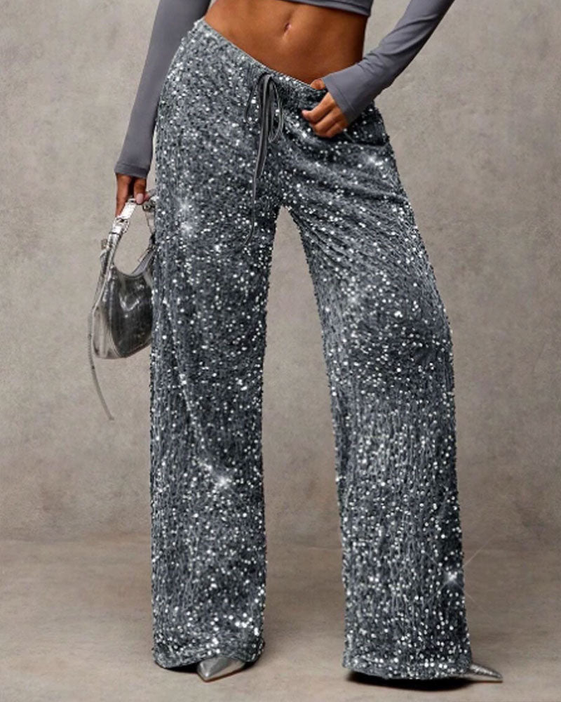 Pantalon Mode Cordon De Serrage Jambe Droite