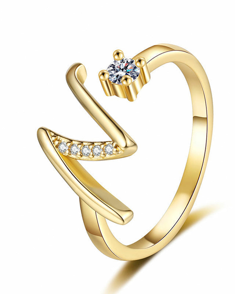 Bague Réglable Scintillante Avec Initiale Pour Femmes
