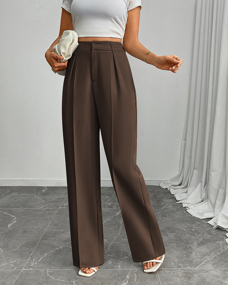 Pantalon Décontracté Ample Droit Large Jambe