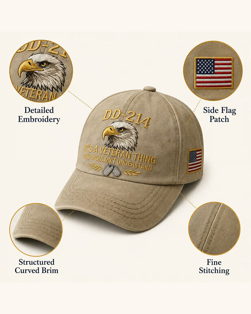 Casquette DD-214 Ancien Combattant Brodée 3D
