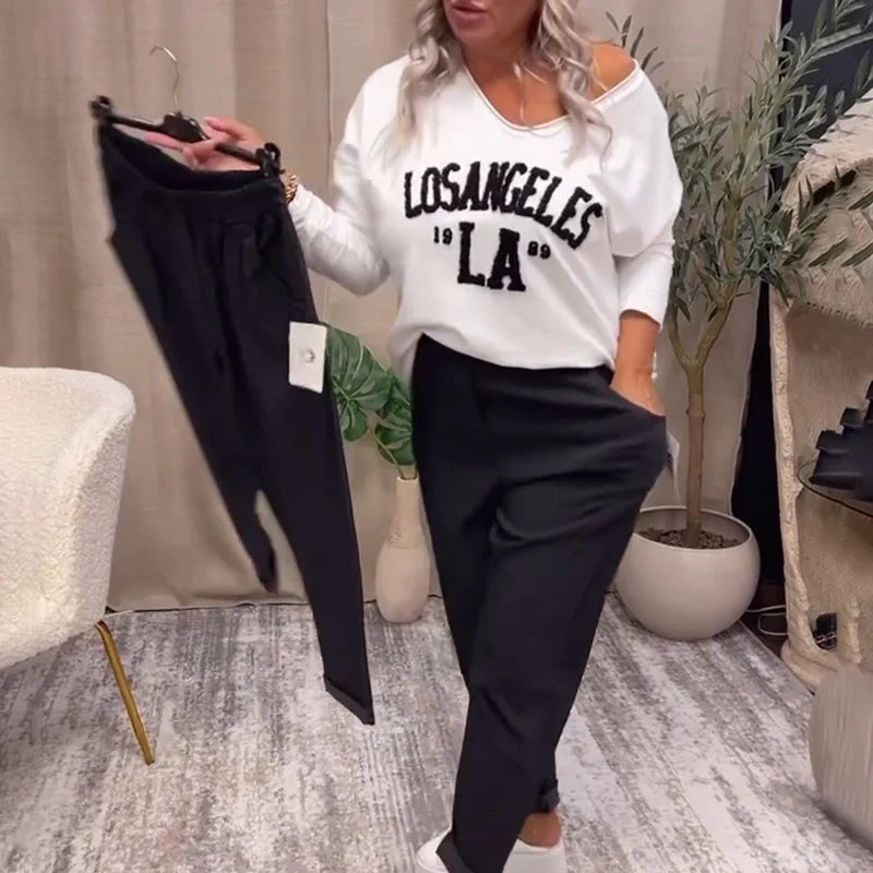 Pantalon décontracté de couleur unie avec poche
