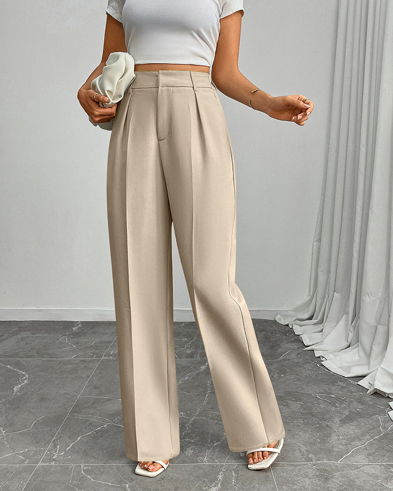 Pantalon Décontracté Ample Droit Large Jambe