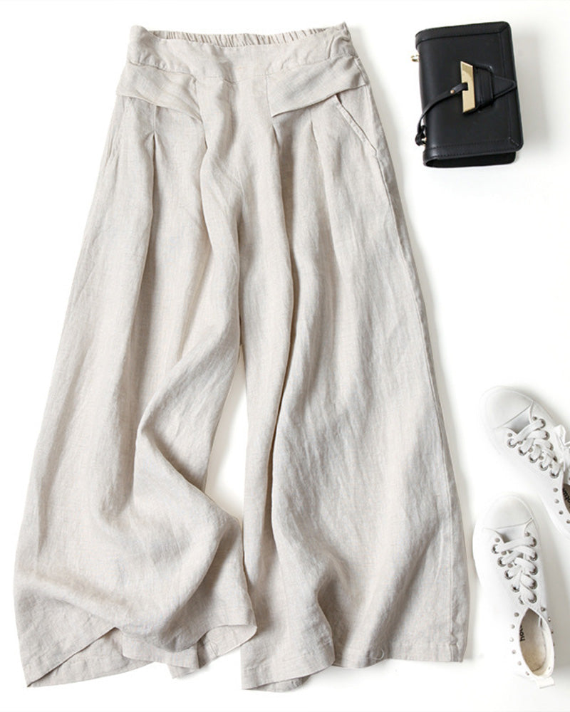 Pantalon Ample Taille Haute Affinant Raccourci