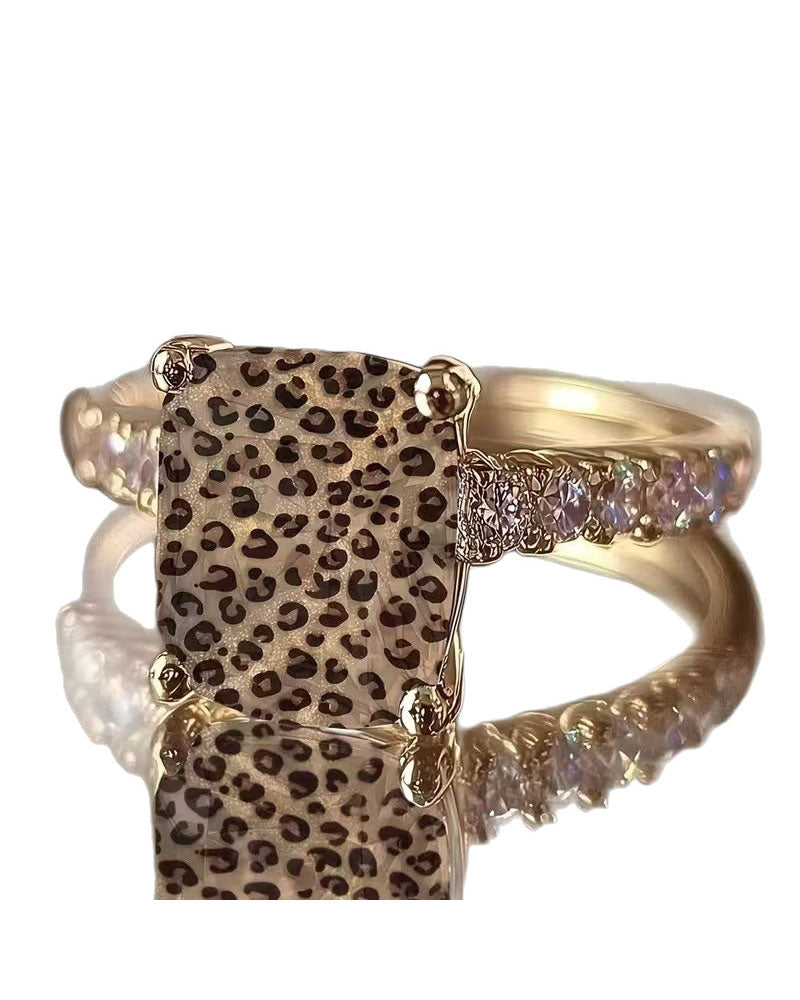 Bague Imprimé Léopard Carré Statement