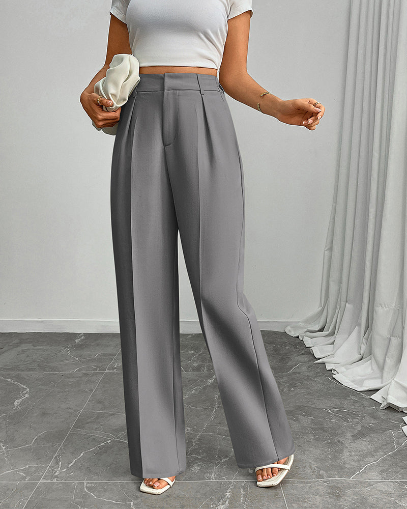 Pantalon Décontracté Ample Droit Large Jambe