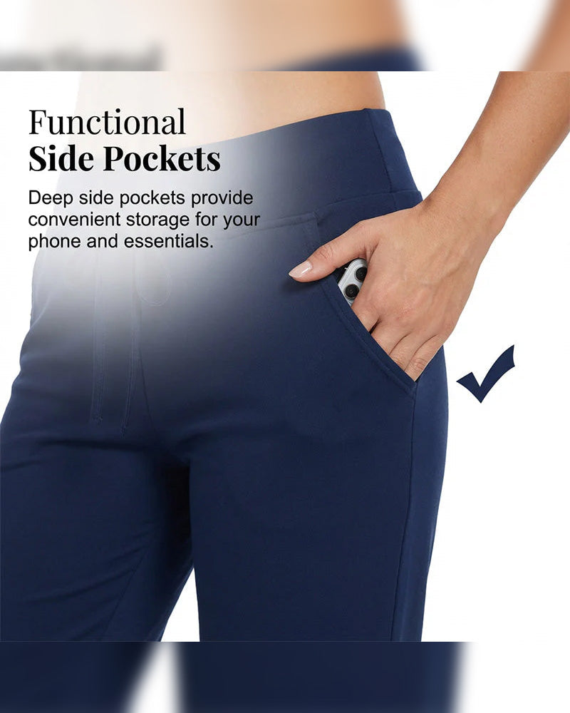 Pantalon à 3/4 longue avec poche de couleur unie