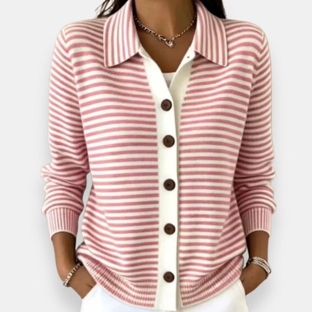 Valentine | Cardigan boutonné rayé