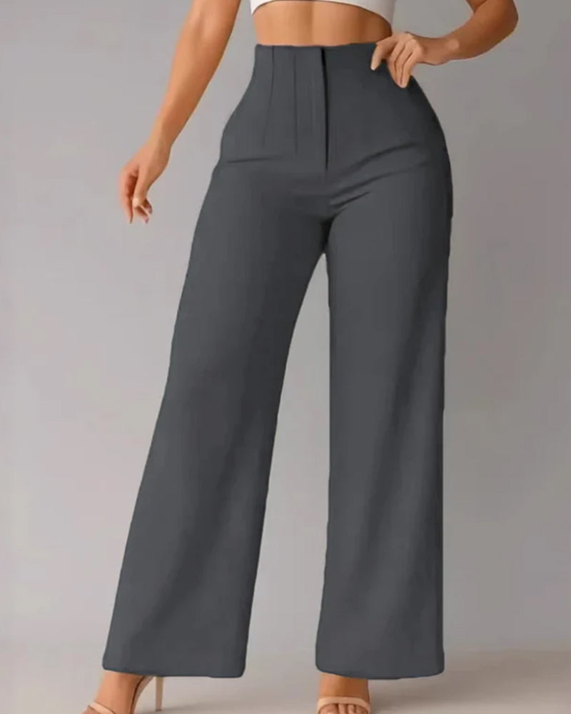 Pantalon Unie Décontracté Blazer Large Jambe