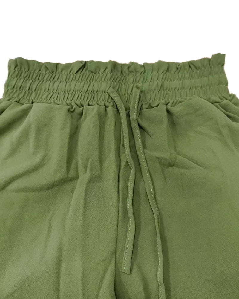Pantalon Cordon Décontracté Jambe-Large